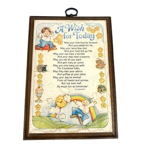 Vintage Hallmark Wish For Today Framed Inspirational Poem Wall Art